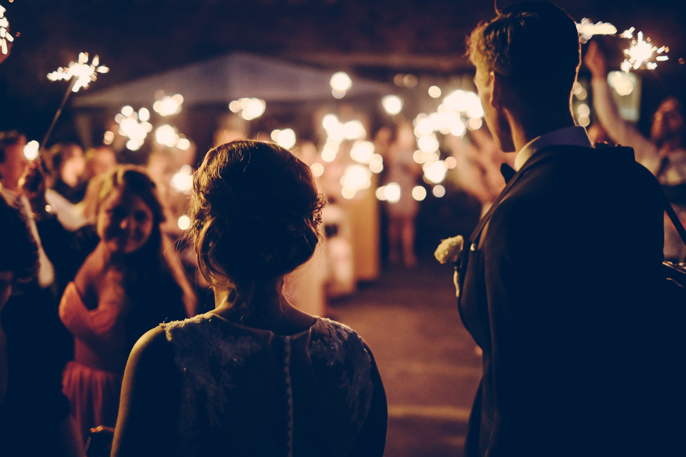 Sparklers at a wedding